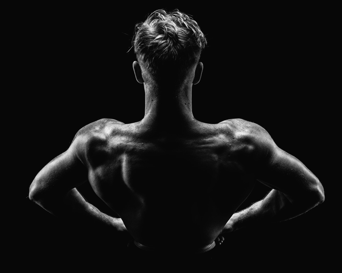 Photo-shoot capturing male body builder